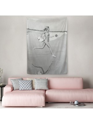 Harita Sepeti  Sörfçü Kadın Duvar Örtüsü - Halısı-5240 