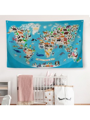 Harita Sepeti Eğitici Dünya Haritası Çocuk Odası Sticker 3787