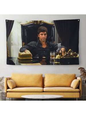 Harita Sepeti Scarface Alpacino Italyan Mafya Kanvas Duvar Örtüsü-Halısı-5137 