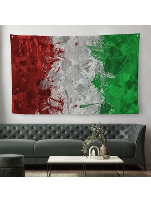 Harita Sepeti İtalya Bayrağı Kanvas Duvar Örtüsü-Halısı, Ev Ve Ofis Dekoru, Spor Kulübü, Bar Dekoru-5402