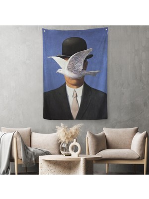 Harita Sepeti Melon Şapkalı Adam René Magritte Duvar Örtüsü - Halısı-6099
