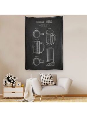 Harita Sepetı1951 Tarihli Bardağı Patent Çizimi Dekoratif Duvar Örtüsü - Halısı-5213