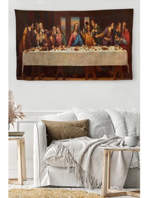 Harita Sepeti Duvar Örtüsü / Halısı Da Vinci'Nin Son Akşam Yemeği Kaliteli Kanvas Kumaş-4065