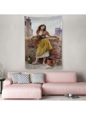Harita Sepeti The Watercarrier Eugene De Blaas Su Taşıyan Kız Duvar Örtüsü-Halısı-6435