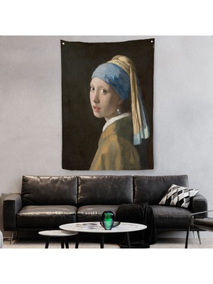 Harita Sepeti İnci Küpeli Kız Kanvas Duvar Örtüsü-Halısı, Duvar Örtüsü- Halısı, Tapestry -4969