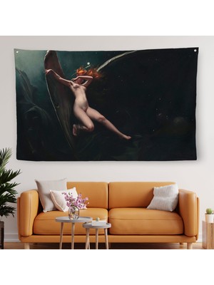 Harita Sepeti Yıldızlı Gökyüzü Altında Bir Peri Kanvas Duvar Örtüsü Halısı Klasik Sanat  Duvar Örtüsü Halısı 5383