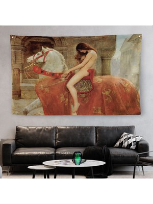 Harita Sepeti Lady Godiva John Collier Duvar Örtüsü %100 Pamuklu 95 x 150 cm Modern Tasarım