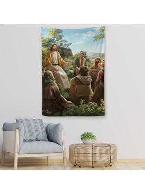 Harita Sepeti İsa Mesih Havarilerine Ders Veriyor, Hristiyan Hediye Duvar Örtüsü-Halısı Jesus Christ -6382