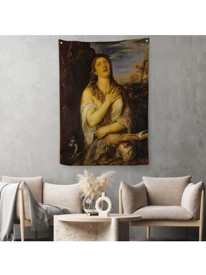 Harita Sepeti Titian Tiziano Vecellio'Un 'Tövbe Eden Magdalene' Eseri Duvar Örtüsü - Halısı-5125