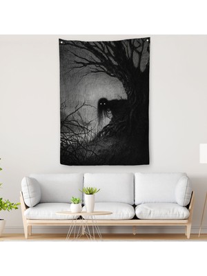 Harita Sepeti Karanlık Içindeki Korkunç Bir Çift Göz Duvar Örtüsü - Halısı-6288