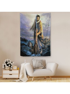 Harita Sepeti İsa Peteri Kurtarıyor Duvar Örtüsü - Halısı, Hırıstıyan Hediyesi, Jesus Saving Peter-6092