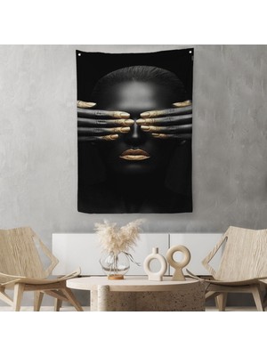 Harita Sepeti Afrikalı Kadın Duvar Sanatı, Afrikalı Kız Duvar Örtüsü - Halısı-5216 