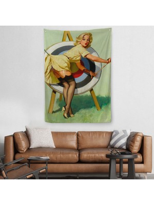 Harita Sepeti  Okçu Kadın Dekoratif Duvar Örtüsü-Halısı-6433