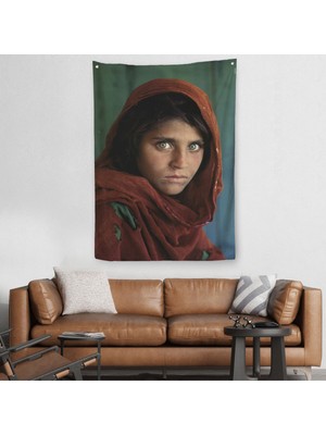 Harita Sepeti Afgan Kızı Ünlü Fotoğrafçı Steve Mccurry National Geographic Duvar Örtüsü - Halısı-5217