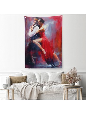 Harita Sepeti Tango Yapan Çift Dekoratif Duvar Örtüsü-Halısı-6427
