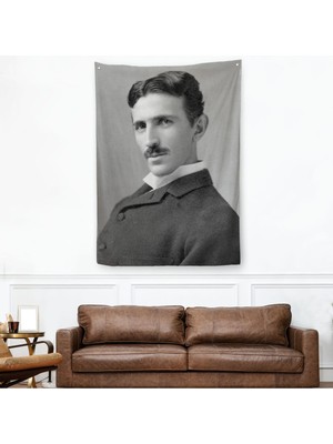 Harita Sepeti Nikola Tesla Dekoratif Duvar Örtüsü - Halısı-6172