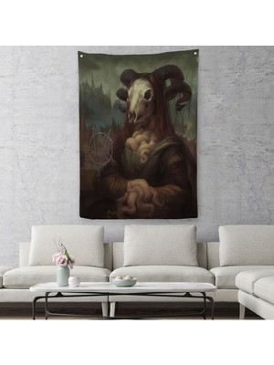 Harita Sepeti  Mona Liza Duruşlu Canavar Duvar Örtüsü - Halısı-6246