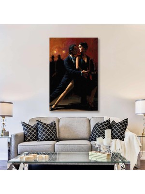 SML Tablo Dans Eden Tutkulu Çift Tango Aşkın Dansı Dikey Kanvas Tablo