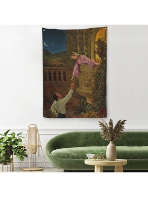 Harita Sepeti  Sevgilisine Çiçek Veren Kadın Duvar Örtüsü - Halısı-6241