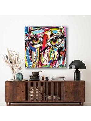 SML Tablo Soyut Baykuş Modern Sanat Kuş Ilüstrasyonu Kare Kanvas Tablo