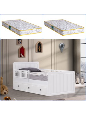 Setay Karyola, Sole Lena Yavrulu Korkuluklu Çocuk Karyolası + 2 Comfort Yatak