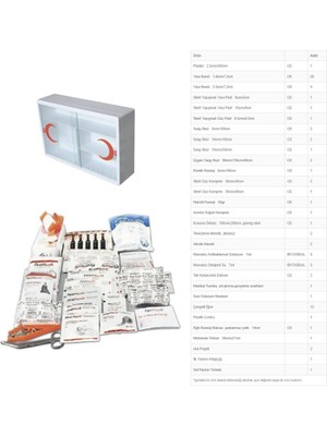 İpekel Plastik Ecza Dolabı Lux Beyaz + Ilkyardım Işyeri Okul Fabrika Içerik Paketi Full Set