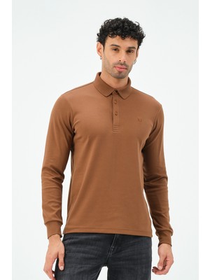 Msw Uzun Kollu Kahve Regular Erkek Polo Yaka T-Shirt
