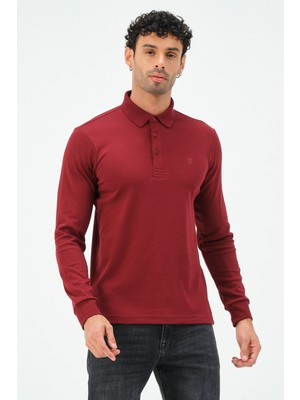 Msw Uzun Kollu Bordo Regular Fit Erkek Polo Yaka T-Shirt