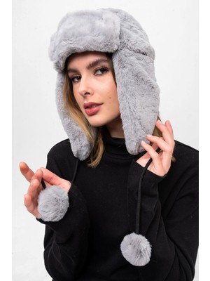 Saria Moda Kulaklıklı Ponpon Detay Kürk Kar Bere/sapka