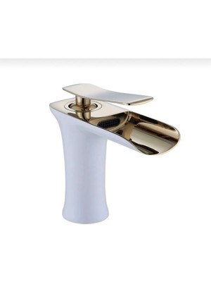 İsaoğlu Lavabo Bataryası Gold Beyaz Şelale Lavabo Musluğu Naturel Doğal Akışlı Lavabo Bataryası