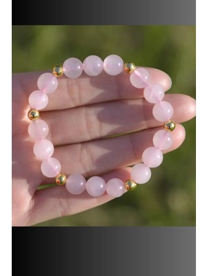 NBS Beautiful Naturel Stones Şifa Doğal Taş Bileklik ( Pembe Kuvars ) 8 mm