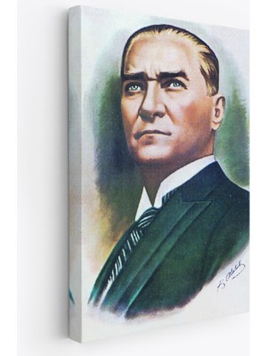 Doğal Tercih Atatürk Portre Tablosu Mustafa Kemal Atatürk Dikdörtgen Dekoratif Kanvas Tablo-Cr-68