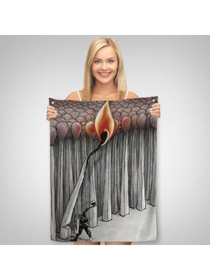 Harita Sepetibütün Uyuyanları Uyandırmaya Bir Uyanık Yeter Sürreal Duvar Örtüsü - HALISI-6070