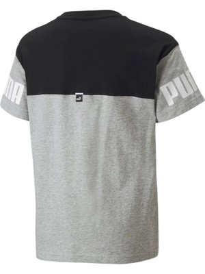 Puma Düz Gri Erkek T-Shirt 67009704 Puma Power Colorblock Tee