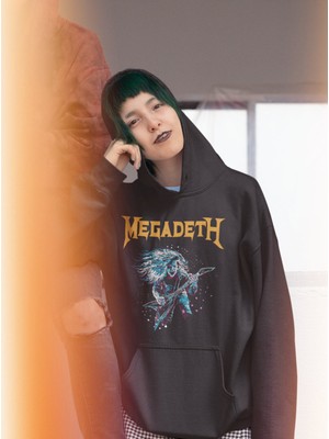 Fuddy Moda Megadeth Baskılı Kapüşonlu Sweatshirt, Unisex Oversize Rock Metal Baskılı Hoodie