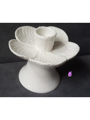Morlalem 10cm Ayaklı Mumluk Zambak Çiçek Silikon Kalıp K-320, Polyester Taş Tozu Alçı Kalıbı