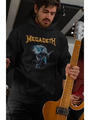 Fuddy Moda Megadeth Baskılı Kapüşonlu Sweatshirt, Unisex Oversize Rock Metal Baskılı Hoodie