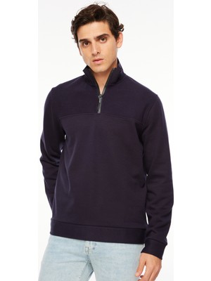 Fabrika Comfort Bato Yaka Düz Lacivert Erkek Sweatshırt FC3WM-SWT327