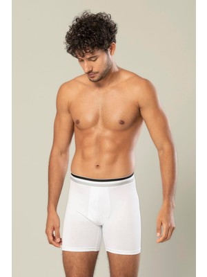 Erdem İç Giyim Erdem Beyaz Pamuk Elastan Uzun Boxer 1415
