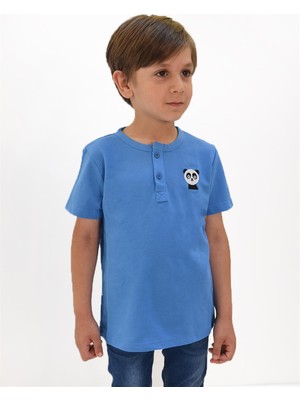 Luess Erkek Çocuk Nakış Detaylı Hakim Yaka Tshirt