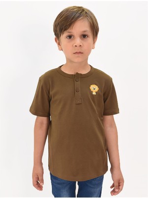 Luess Erkek Çocuk Nakış Detaylı Hakim Yaka Tshirt