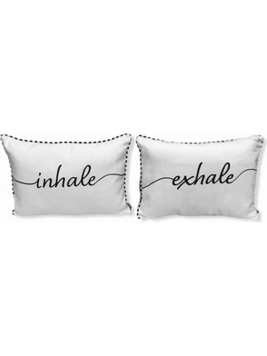 Jwk Home Inhale & Exhale Baskılı Biyeli Kırlent Kılıf Takım (35X50 - 35X50)