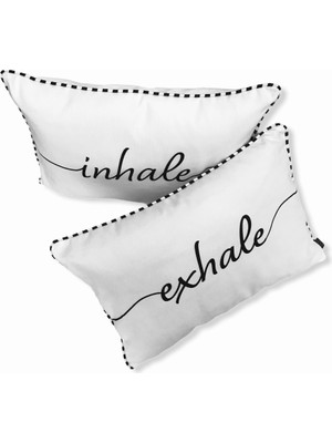 Jwk Home Inhale & Exhale Baskılı Biyeli Kırlent Kılıf Takım (35X50 - 35X50)