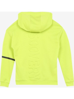 Discovery Expedition Neon Sarı Erkek Çocuk Kapüşonlu Oversize Baskılı Sweatshirt D3WB-SWT39