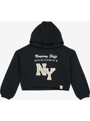 Caterpillar Lacivert Kız Çocuk Bisiklet Yaka Oversize Baskılı Sweatshirt C3WG-SWT108