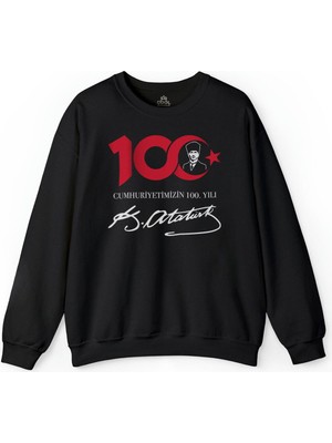 So Cool Atatürk ve Cumhuriyetimizin 100. Yılı Özel Tasarım Baskılı Sweatshirt
