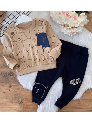 Miniğimin Cicileri Minigimin Cicileri Hello Ayılar Penye Takım - Kahverengi Açık