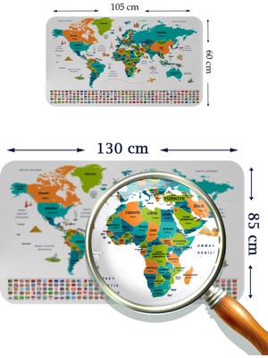 Doğal Tercih Harita Sepeti Eğitici Öğretici Dünya ve Türkiye Haritası Çocuk Odası Duvar Sticker 3887