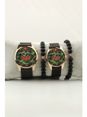 Stony Asker Çift Kol Saati Çavuş Amblem Isim Yazılabilir ve Bileklik