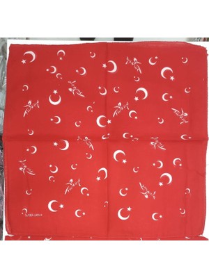 Herşey Nota Türk Bayrağı Ay Yıldız Desenli Kırmızı Renk Çok Amaçlı Bandana Fular %100 Cotton